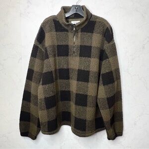 [Old Navy] Oversized Plaid Half-Zip Sherpa Sweater